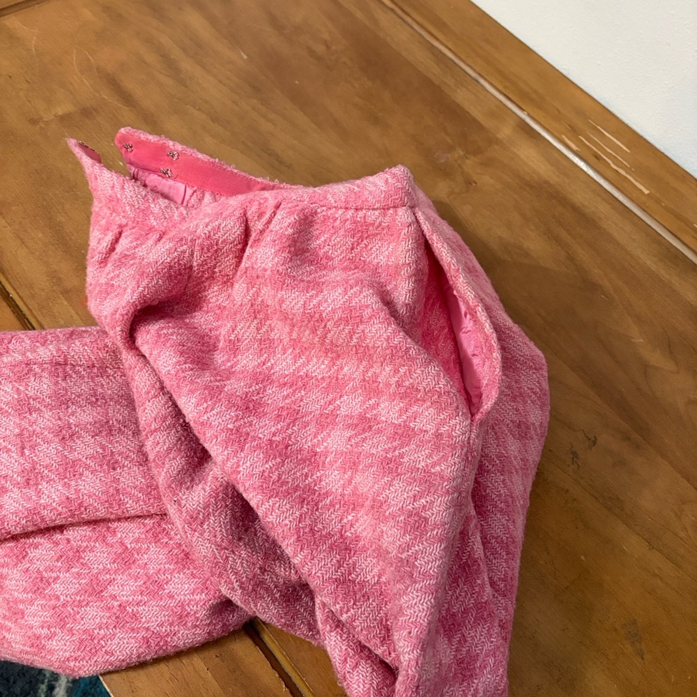 Bergdorf Goodman Pink Houndstooth Women's Skirt Size Small - Picture 9 of 11